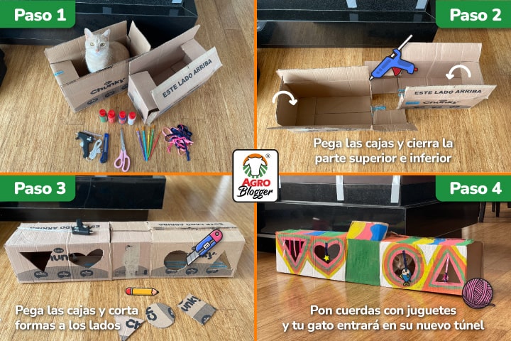 juguete para gatos con material reciclado